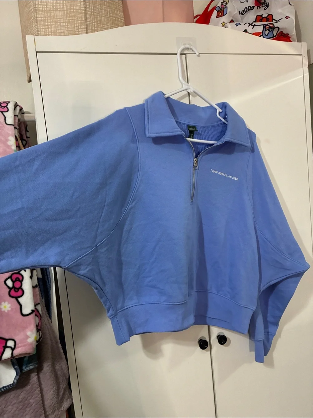 Wild Fable XL Women’s Half-Zip Pullover Sweatshirt -Cropped Periwinkle Blue - Picture 5 of 6
